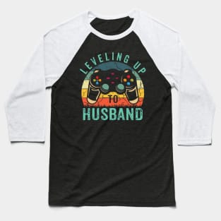 Vintage Leveling Up To Husband Funny Groom Video Game Lovers Baseball T-Shirt